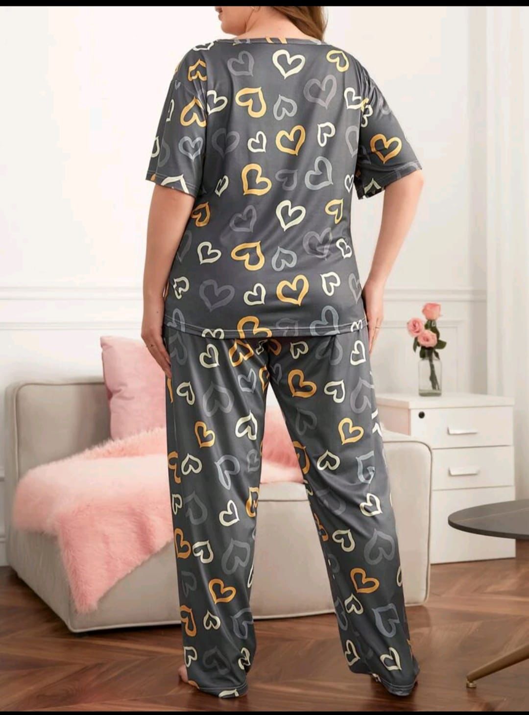 Women's Heart-Patterned Loungewear Set