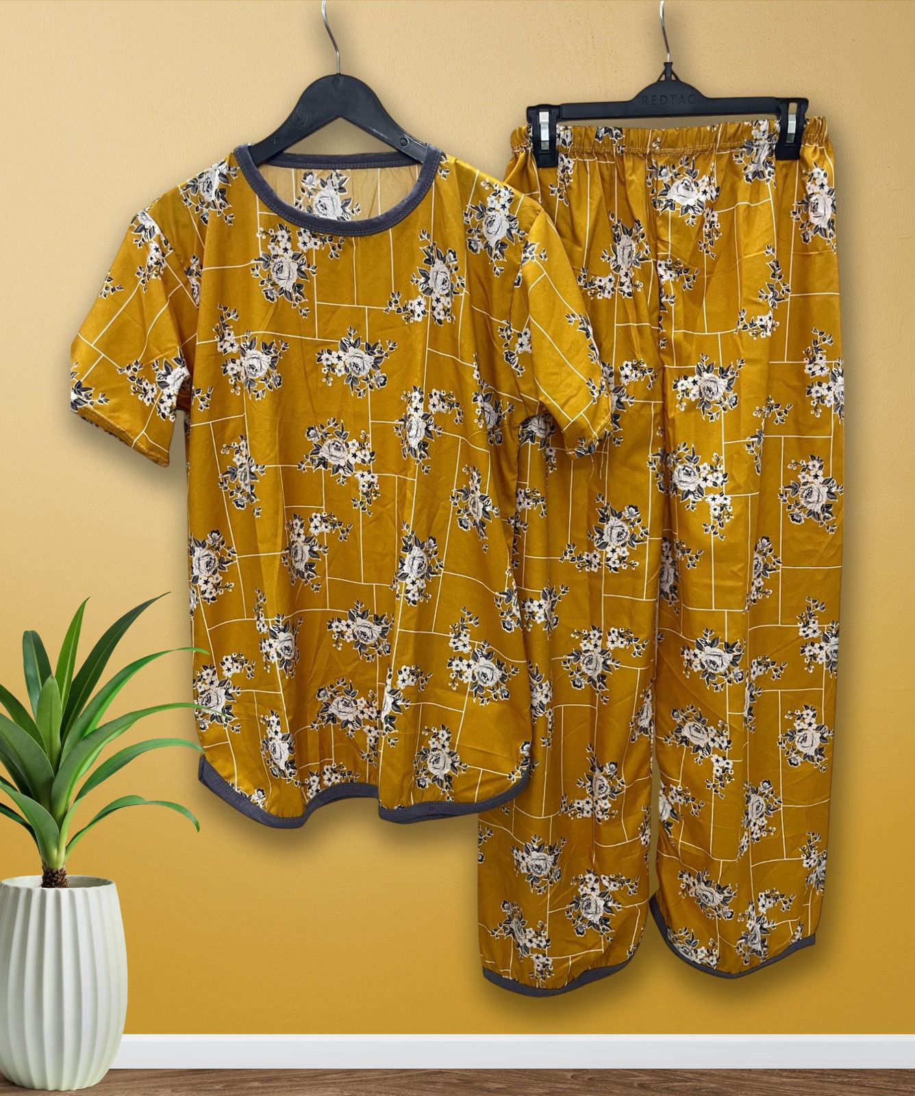 Yellow Floral Pajama Set
