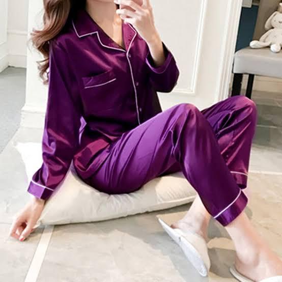 Purple Satin Pajamas