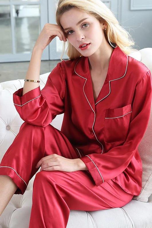  Red Silk Pajama Set