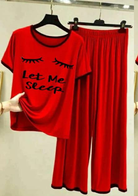 Red Cartoon Print Pajama Set