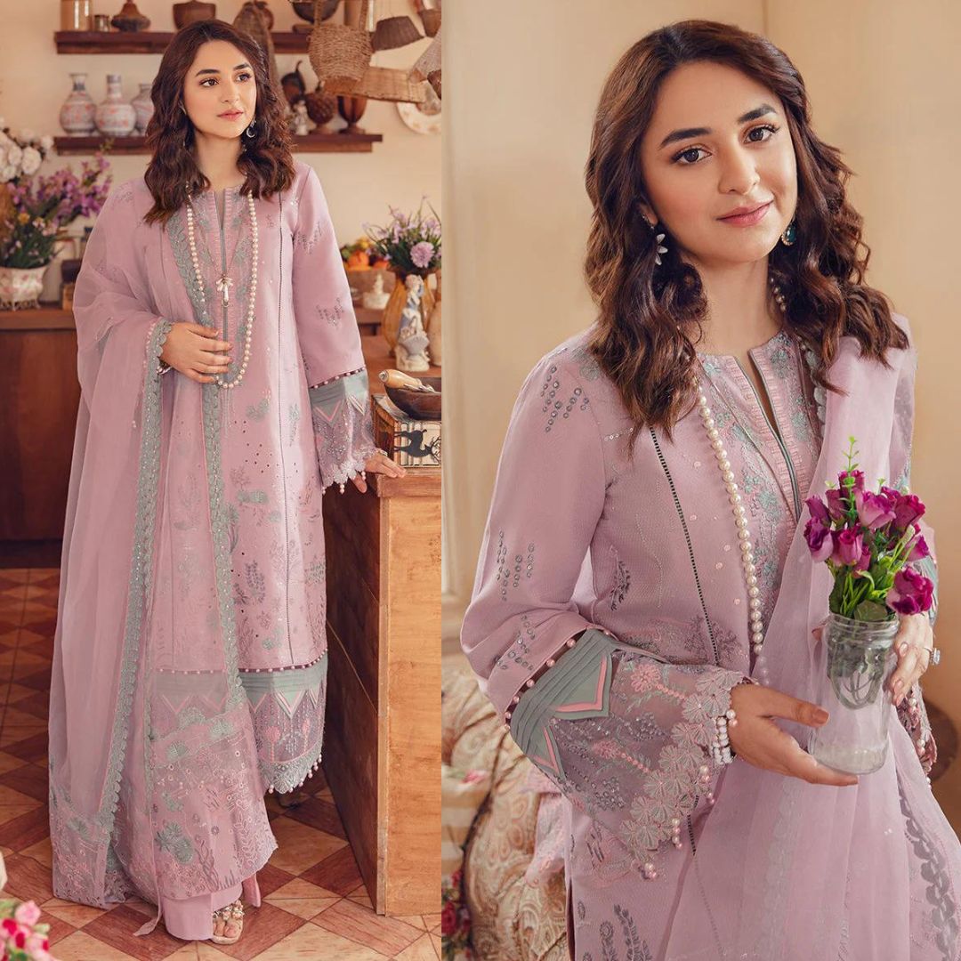 Embroidered Lilac Dress