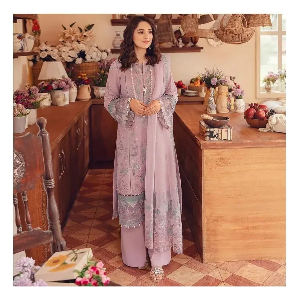 Embroidered Lilac Dress