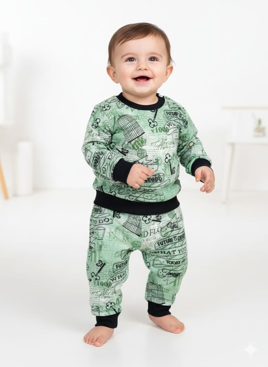 Green Printed Toddler Tracksuit