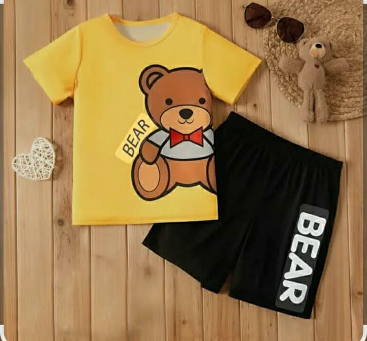 Kids' Bear Print Summer Outfit