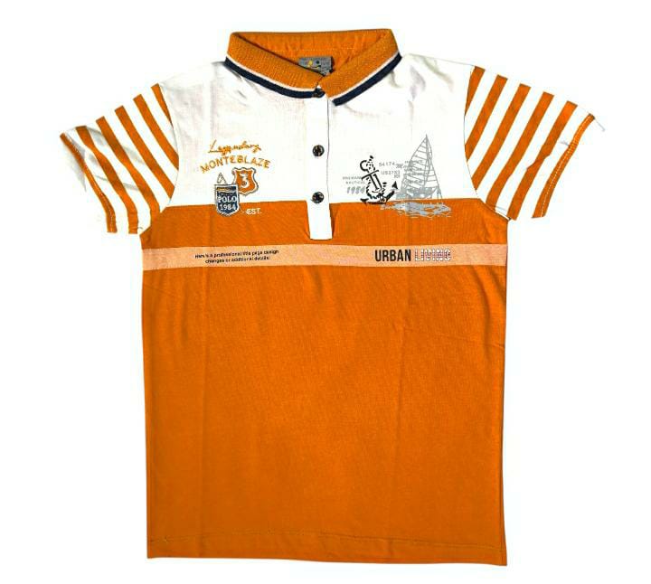 Boys' Orange and White Polo T-Shirt