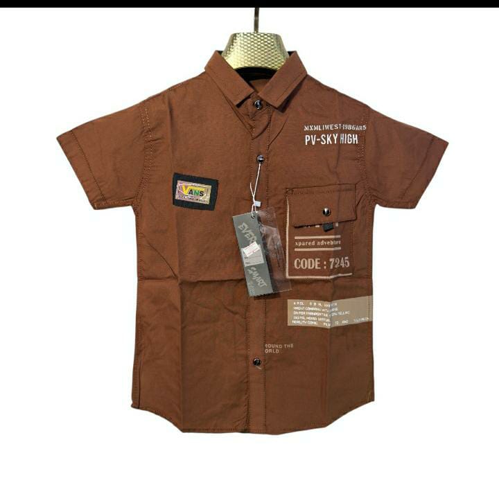 Boys' Brown Short Sleeve Shirt