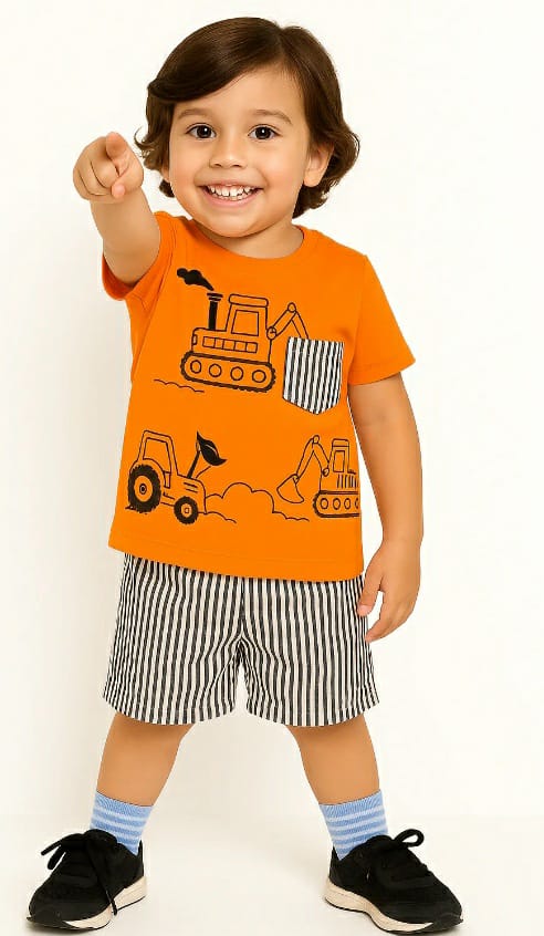 Kids' Construction T-Shirt And Shorts