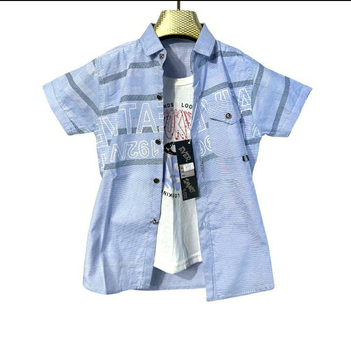 Boys' Casual Short Sleeve Shirt and T-Shirt Set