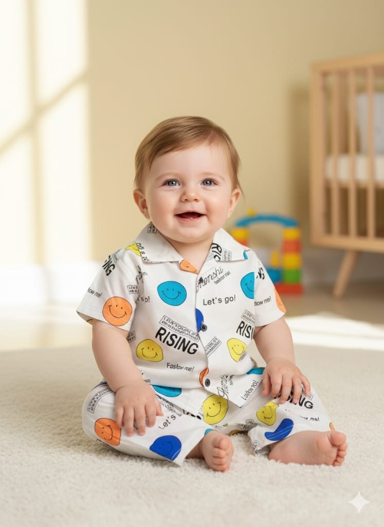 Smiley Face Yellow Baby Pajama Set