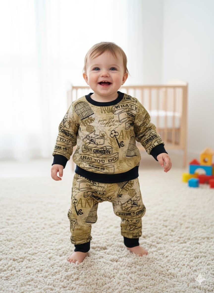 Blue Graphic Print Baby Pajama Set