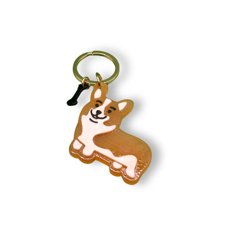 Corgi Joy Enamel Keychain