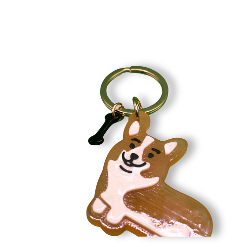 Corgi Joy Enamel Keychain