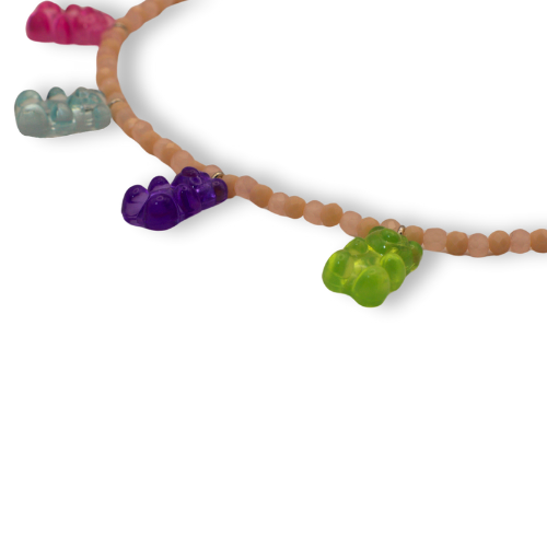 Rainbow Gummy Bear Beaded Necklace