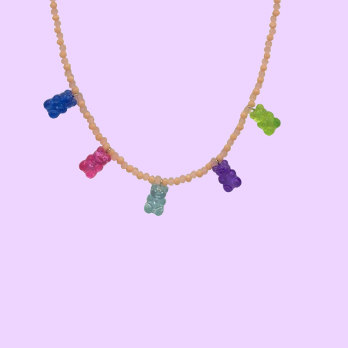 Rainbow Gummy Bear Beaded Necklace