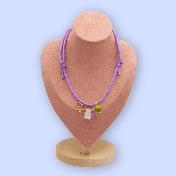 Lavender Cord Star Gummy Necklace