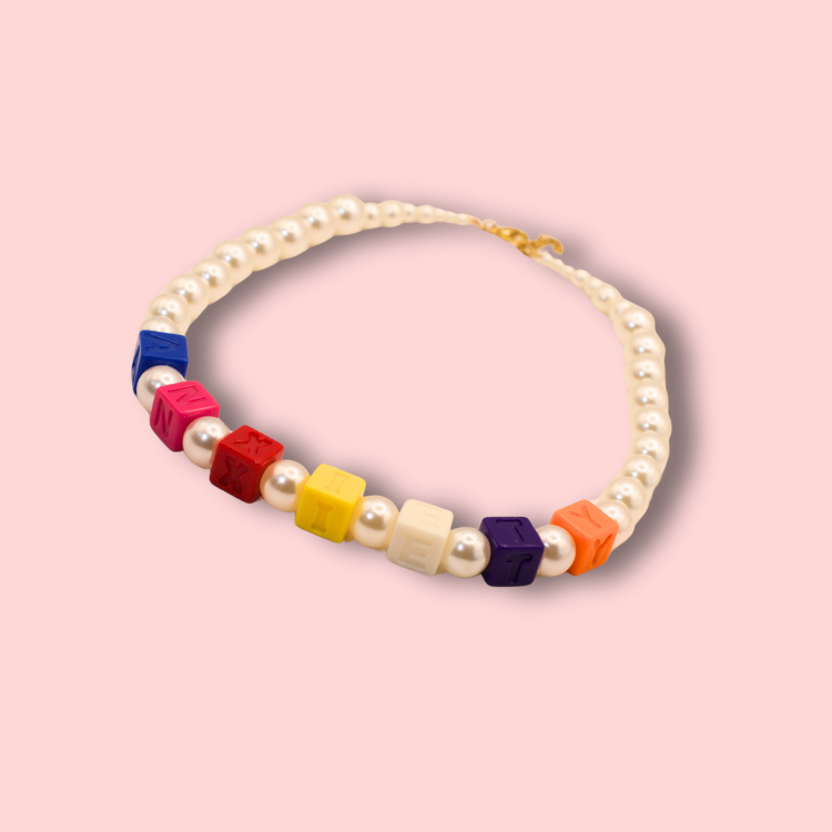 Retro Block Pearl ANXIETY Necklace