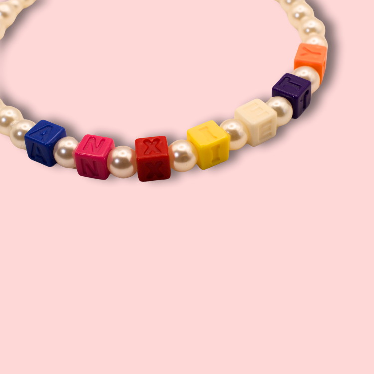 Retro Block Pearl ANXIETY Necklace