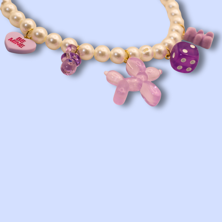 Purple Pearl Charm Mix Necklace