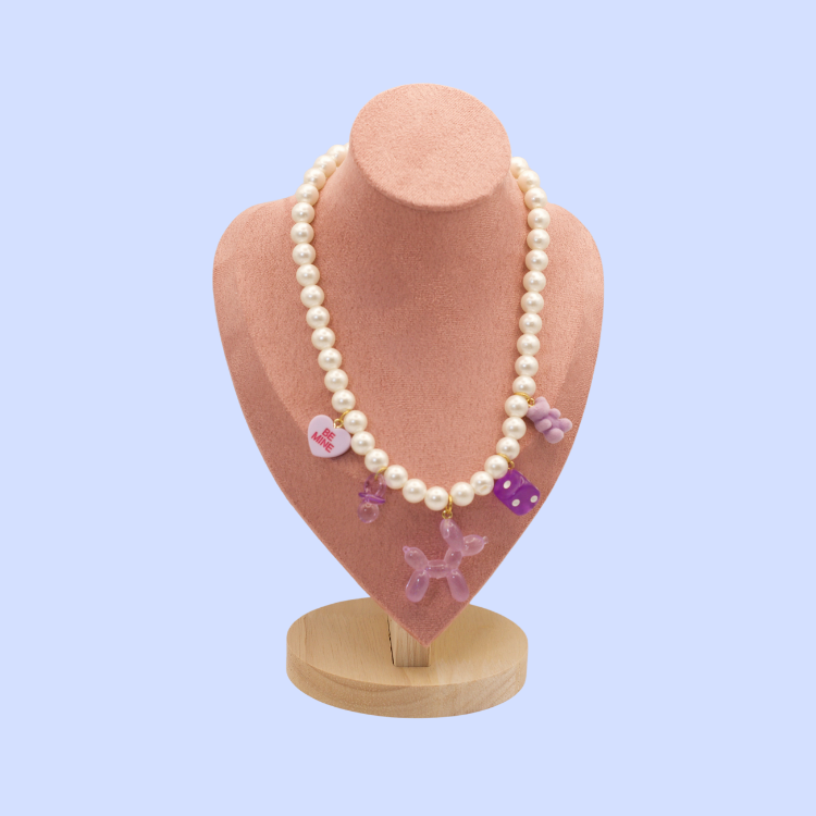 Purple Pearl Charm Mix Necklace