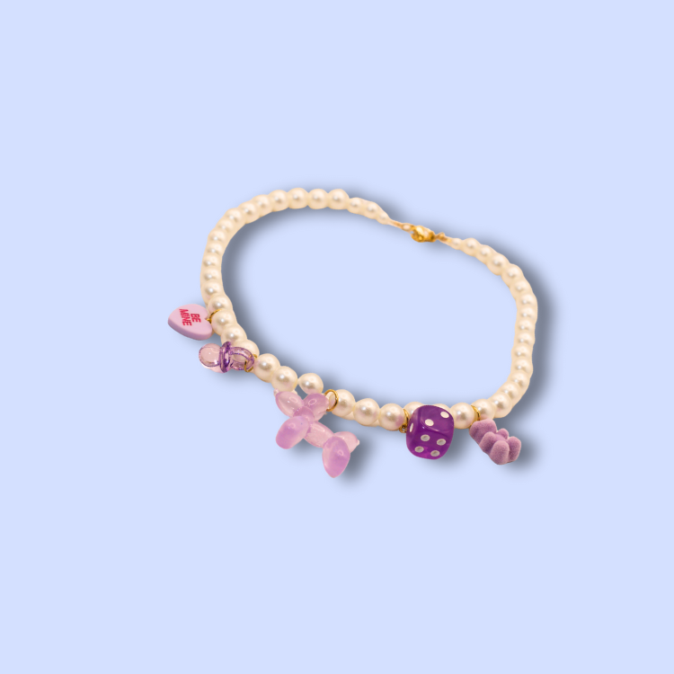 Purple Pearl Charm Mix Necklace