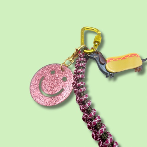 Glitter Smiley Dachshund Bag Charm