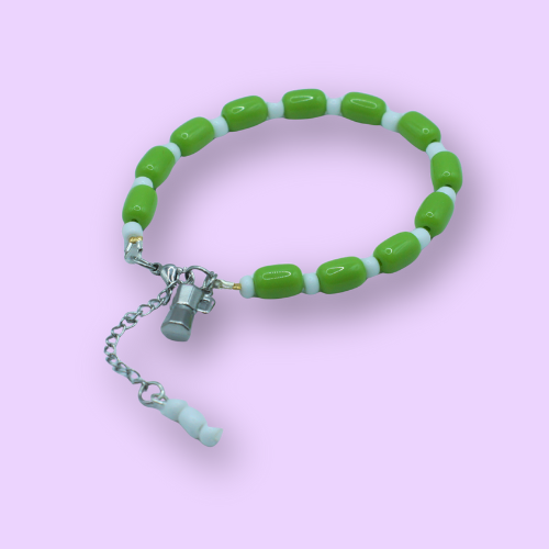 Green Beads Coffee Charm Bracelet