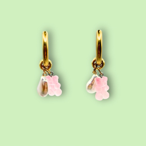 Pink Gummy & Pearl Earrings