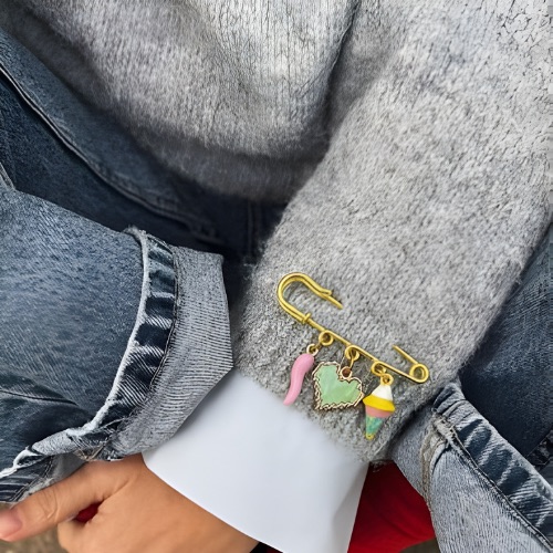 Ice Cream Pastel Heart Charm Safety Pin