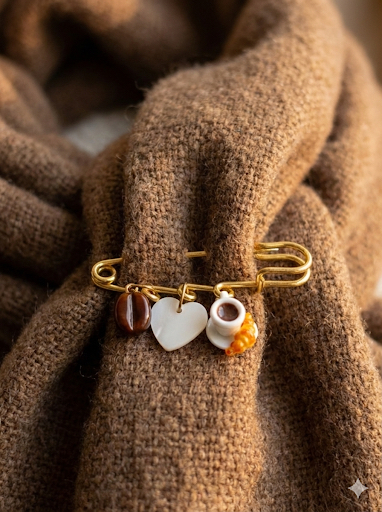 Coffee Love Charm Safety Pin