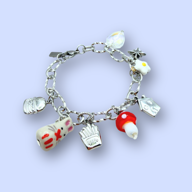 Bunny Fries Mushroom Bracelet Silver