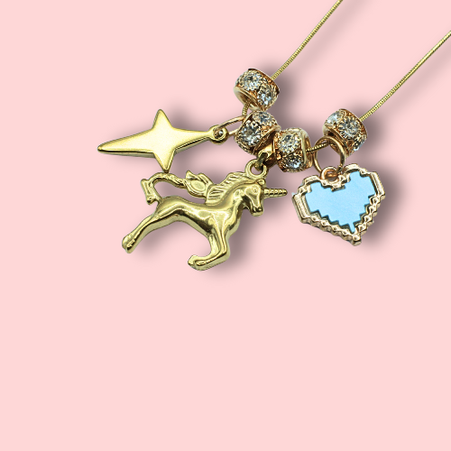 Unicorn Pixel Heart Necklace