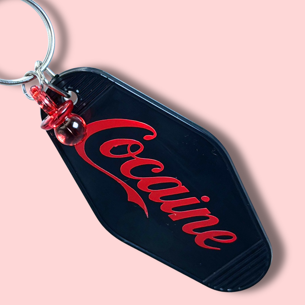 Cocaine Script Motel Keychain Black