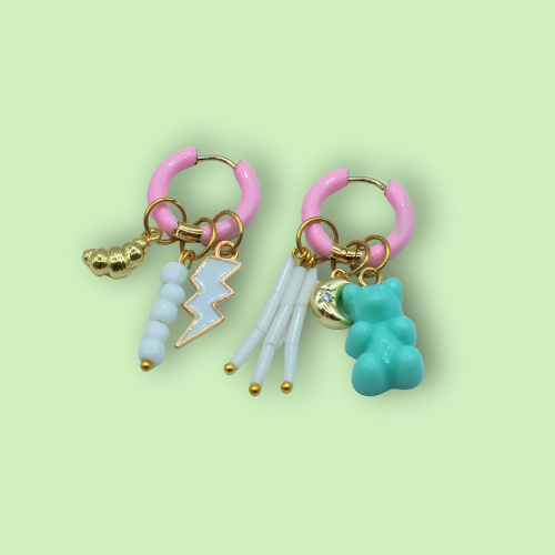 Pink Gummy & Lightning Earrings