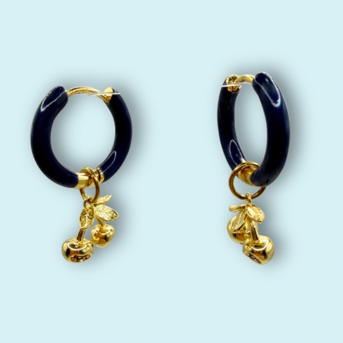 Golden Cherry Hoop Earrings