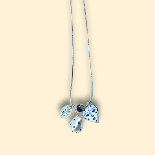Blue Face Heart Necklace