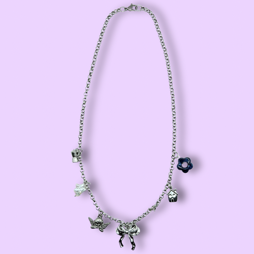 Silver Bow Angel Charm Necklace