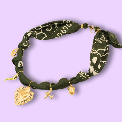 Bandana Charm Necklace Green