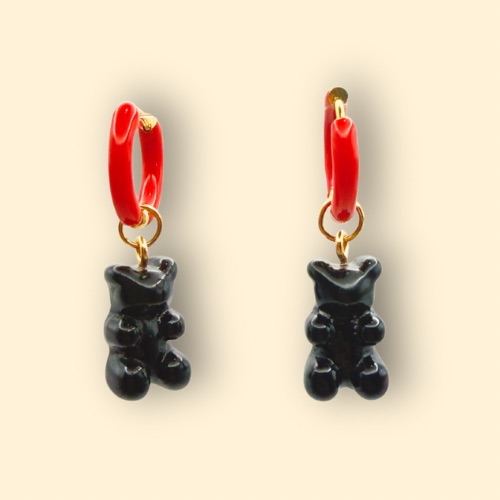 Black Bear Hoop Earrings