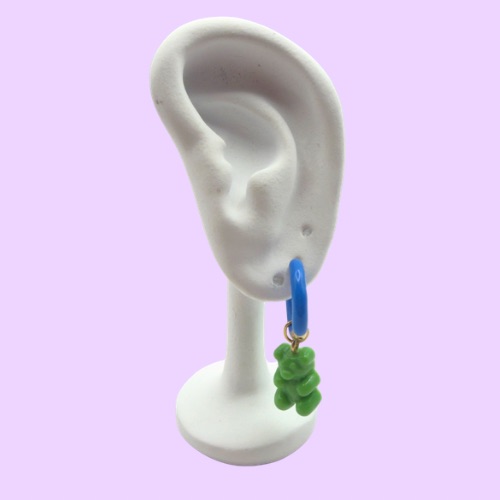 Green Bear Hoop Earrings