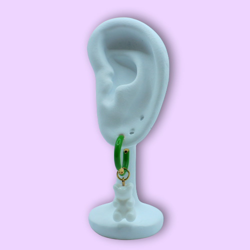 White Gummy Bear Hoop Earrings