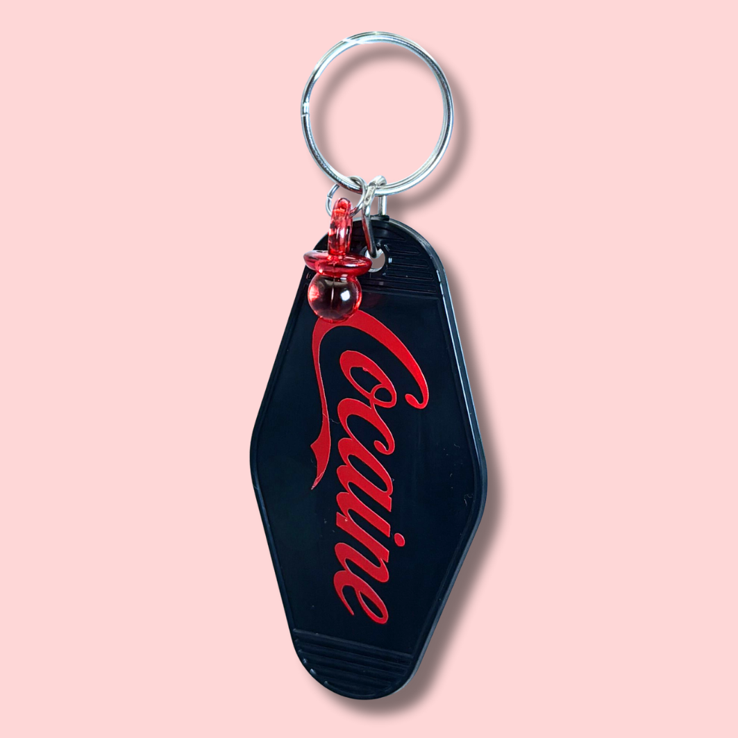 Cocaine Script Motel Keychain Black