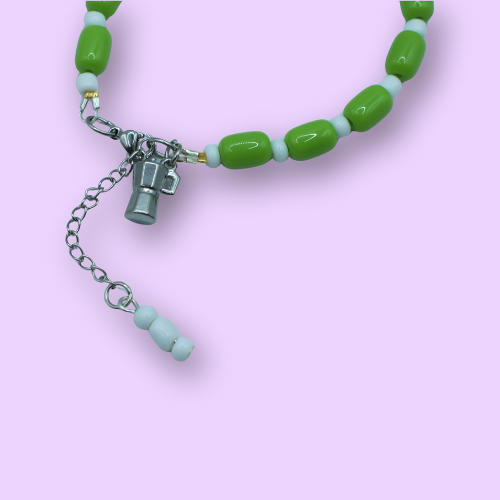 Green Beads Coffee Charm Bracelet