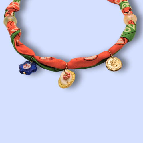 Bandana Charm Necklace Red-Green