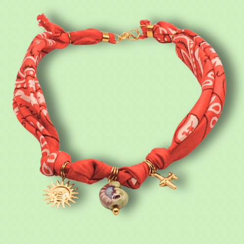 Bandana Charm Necklace Red Sun