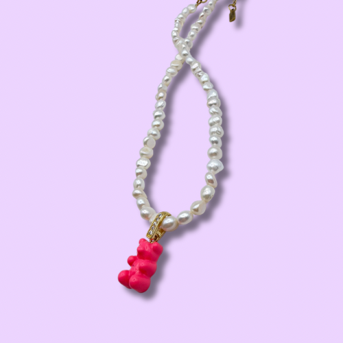 Pink Gummy Bear Pearl Necklace