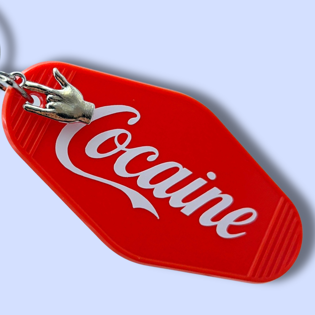 Cocaine Script Motel Keychain Red