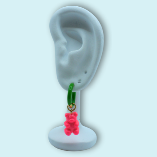 Pink Gummy Bear Hoop Earrings