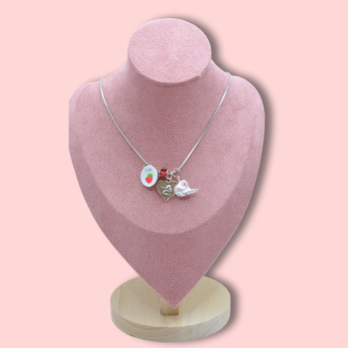 Strawberry Plate & Cat Heart Necklace