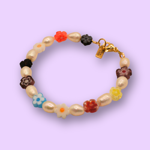 Pearl & Flower Charm Bracelet